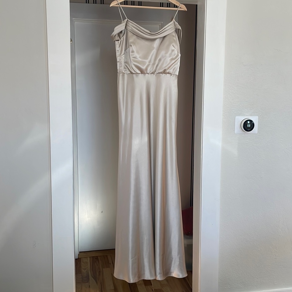 Jenny Yoo Pale gold satin dress